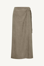 Suede Wrap Skirt - Pebble