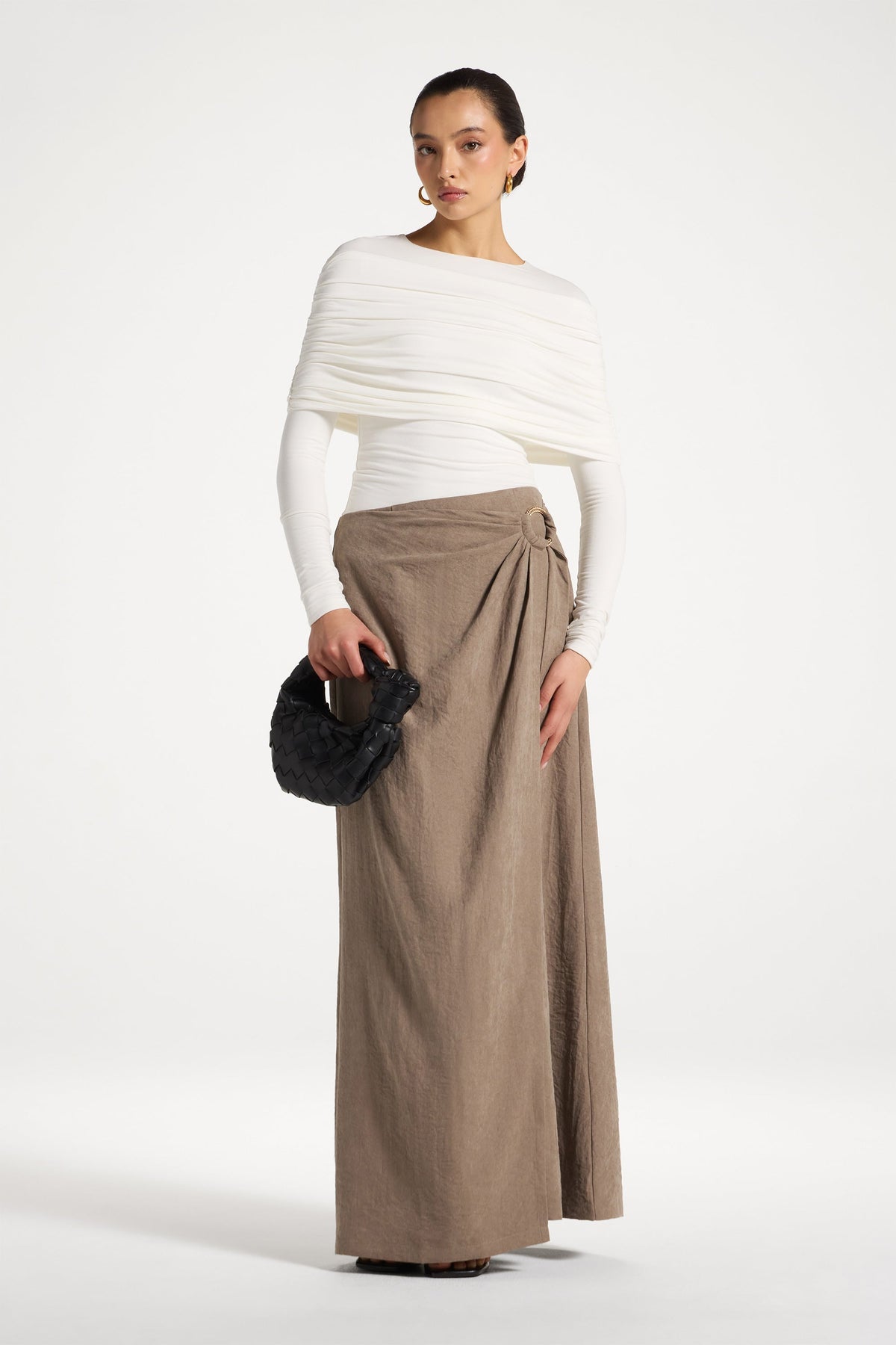 Suede Wrap Skirt - Pebble