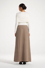 Suede Wrap Skirt - Pebble
