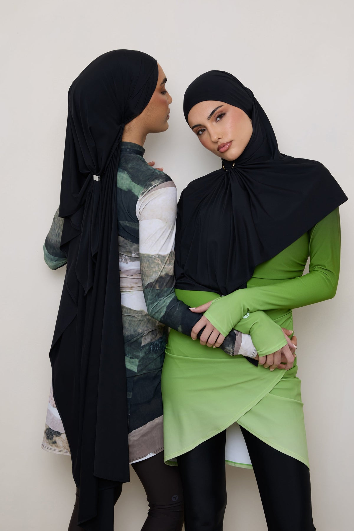Swim Hijab & Cap Set - Black