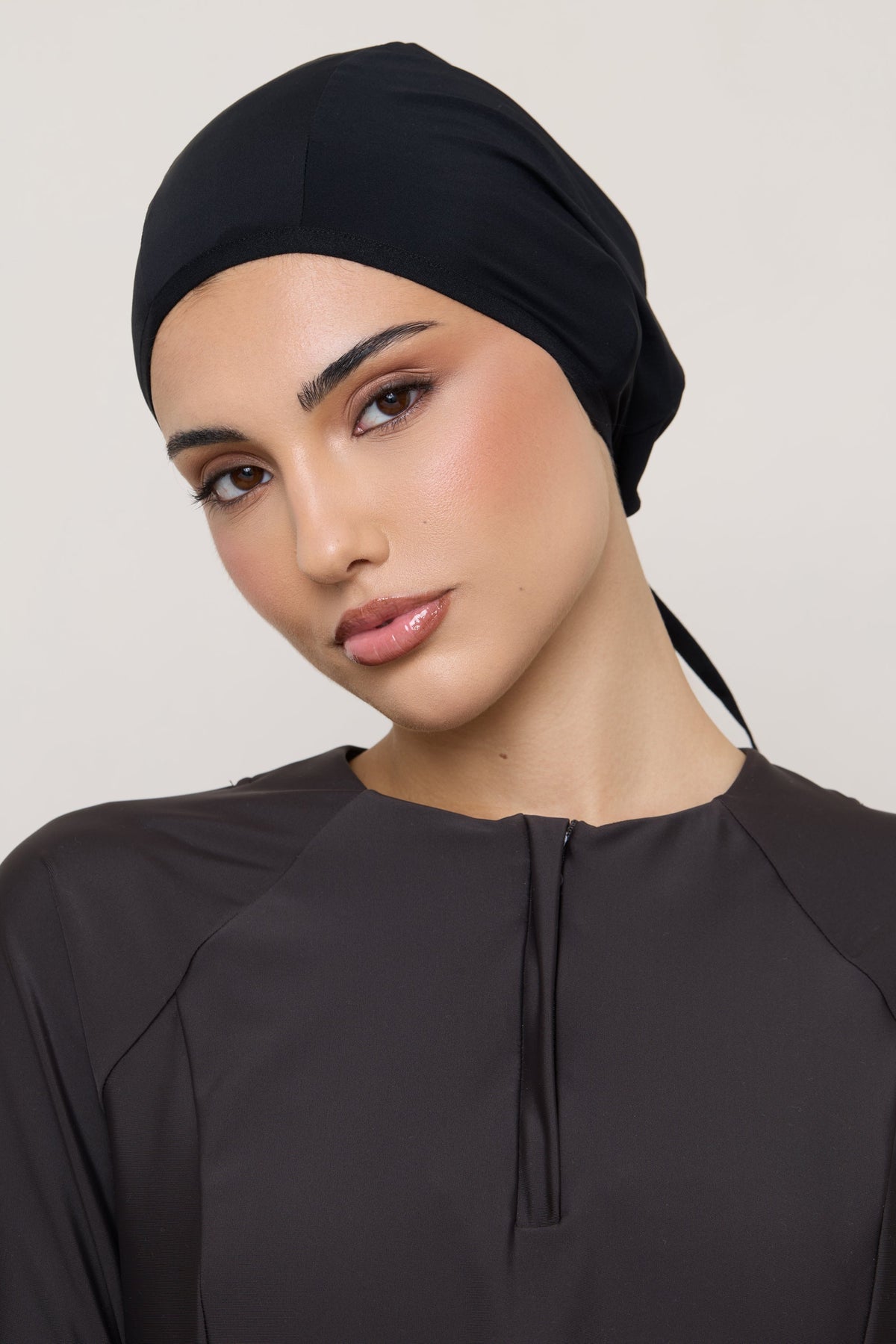 Swim Hijab & Cap Set - Black