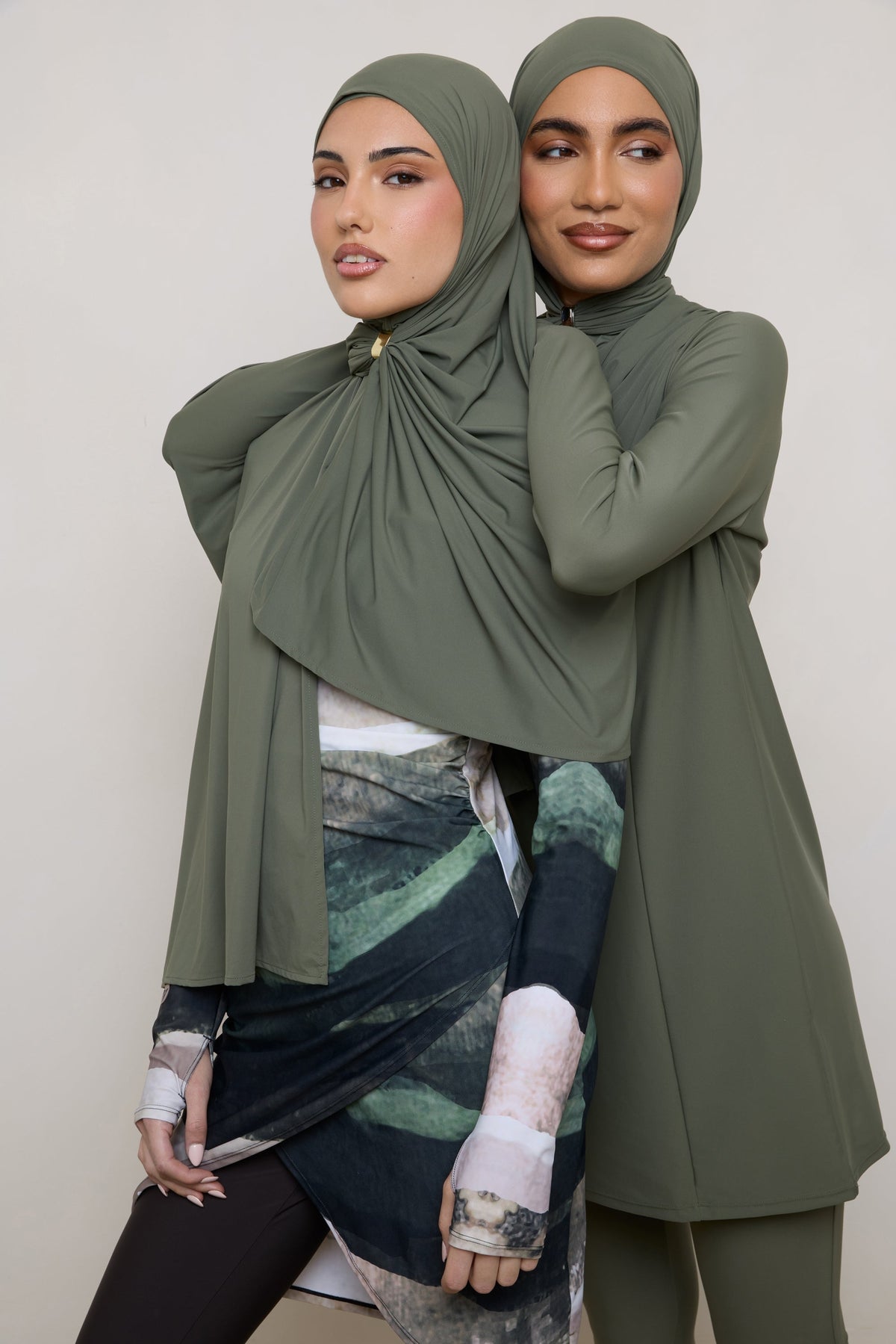 Swim Hijab & Cap Set - Dusty Olive
