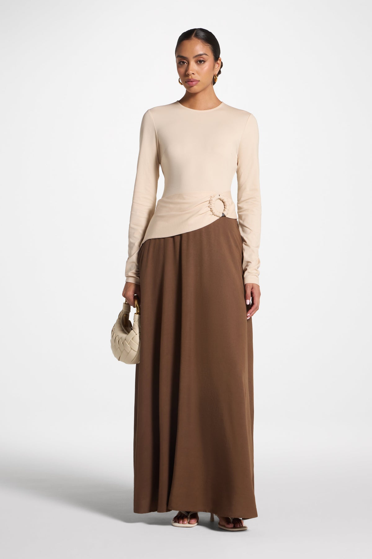 Sydney Asymmetric Maxi Dress - Brown