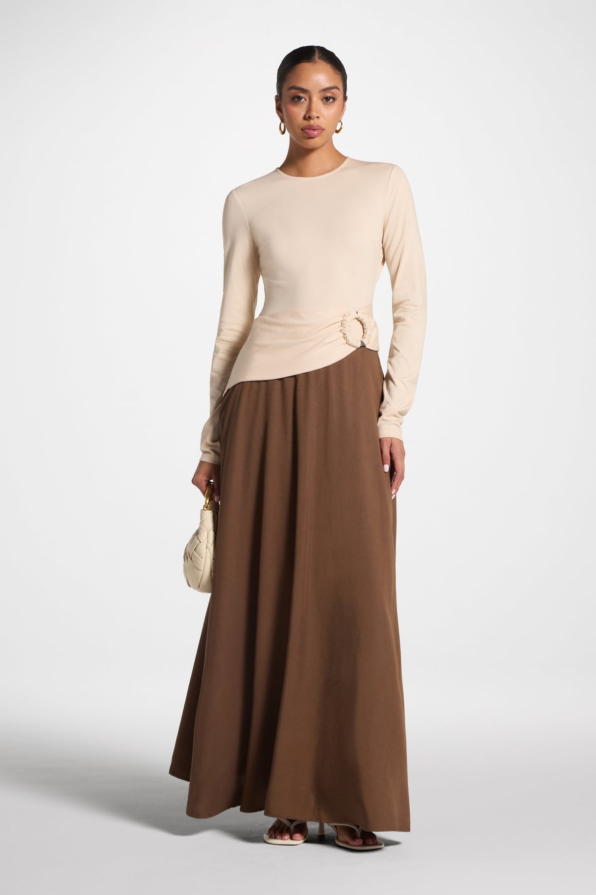 Sydney Asymmetric Maxi Dress - Brown