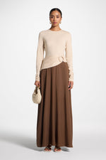 Sydney Asymmetric Maxi Dress - Brown
