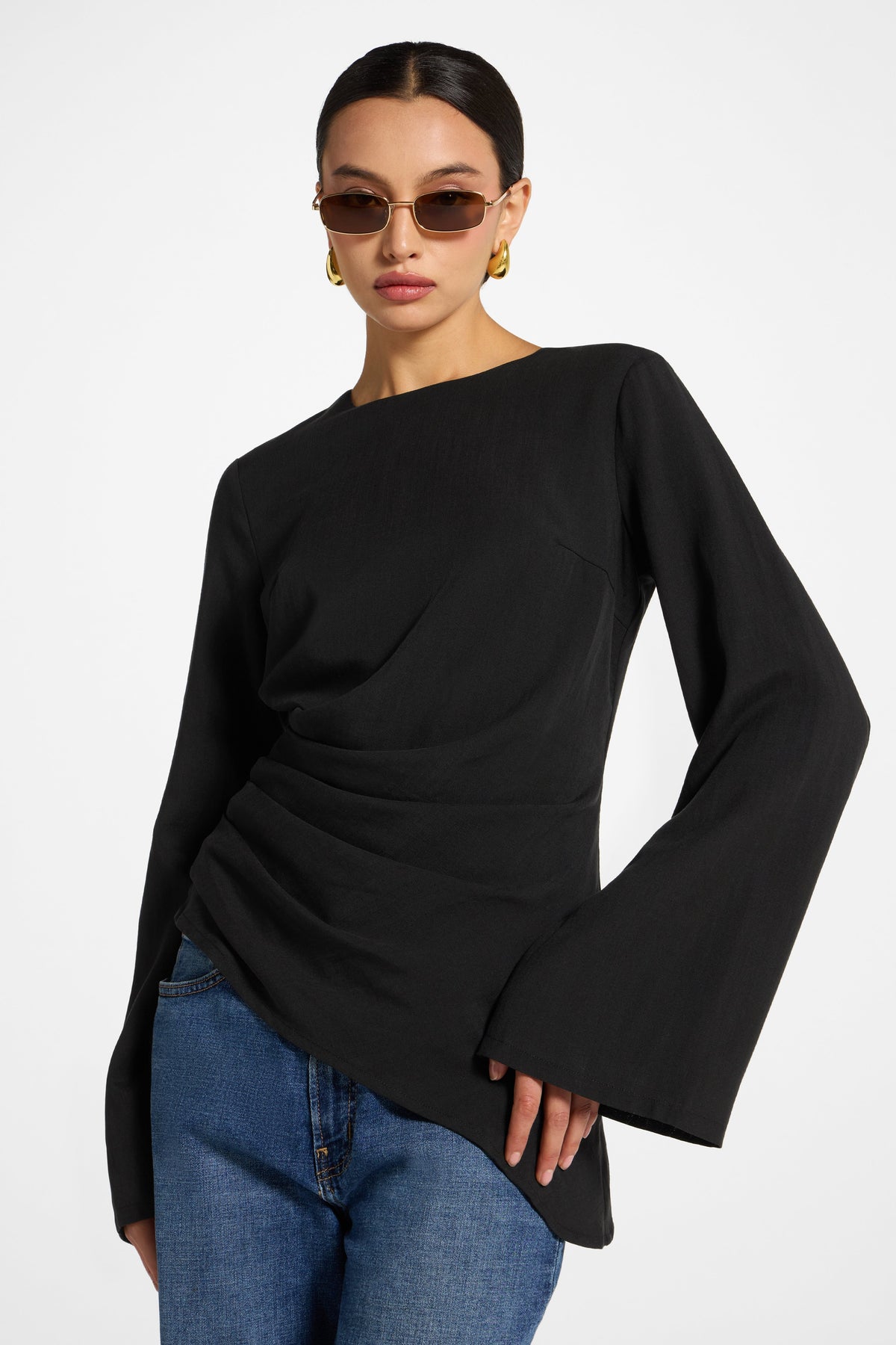 Tencel Asymmetric Top - Black