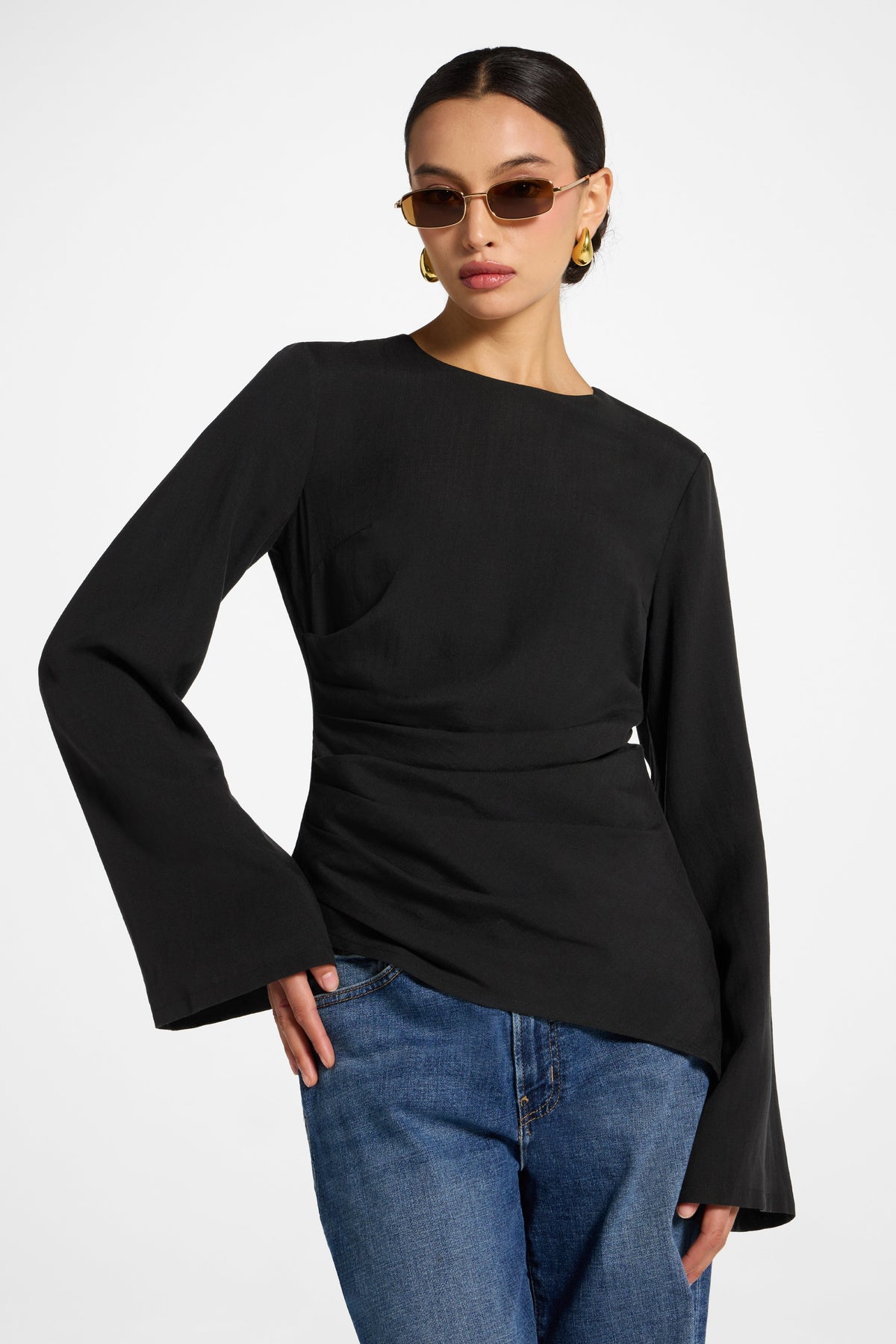 Tencel Asymmetric Top - Black