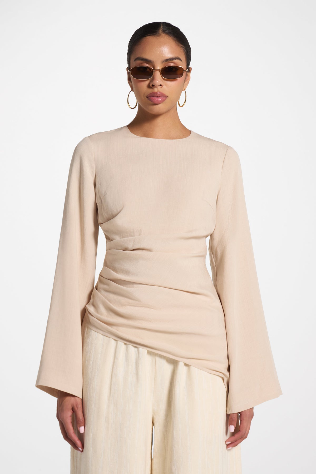 Tencel Asymmetric Top - Light Sand