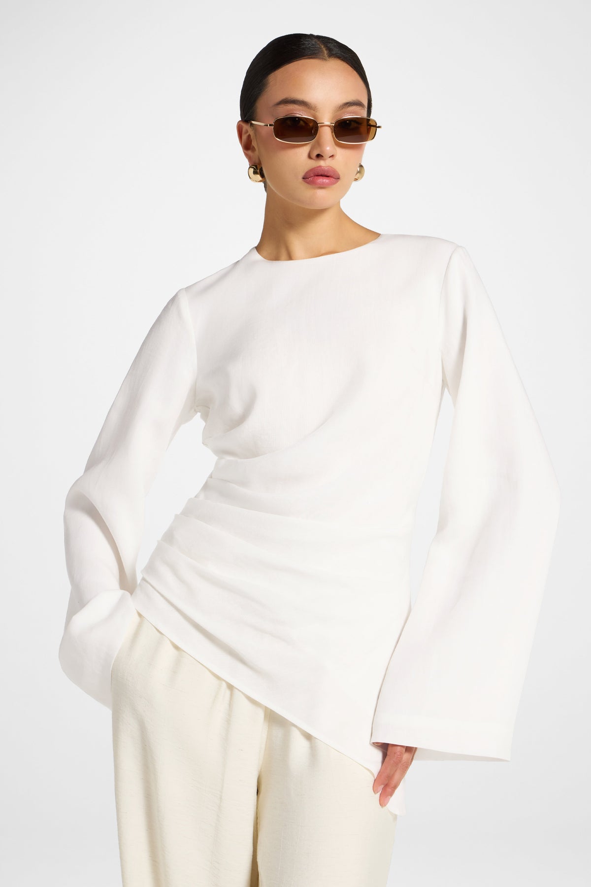 Tencel Asymmetric Top - White