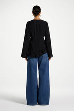 Tencel Ruffle Top - Black