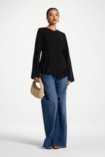 Tencel Ruffle Top - Black