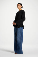 Tencel Ruffle Top - Black