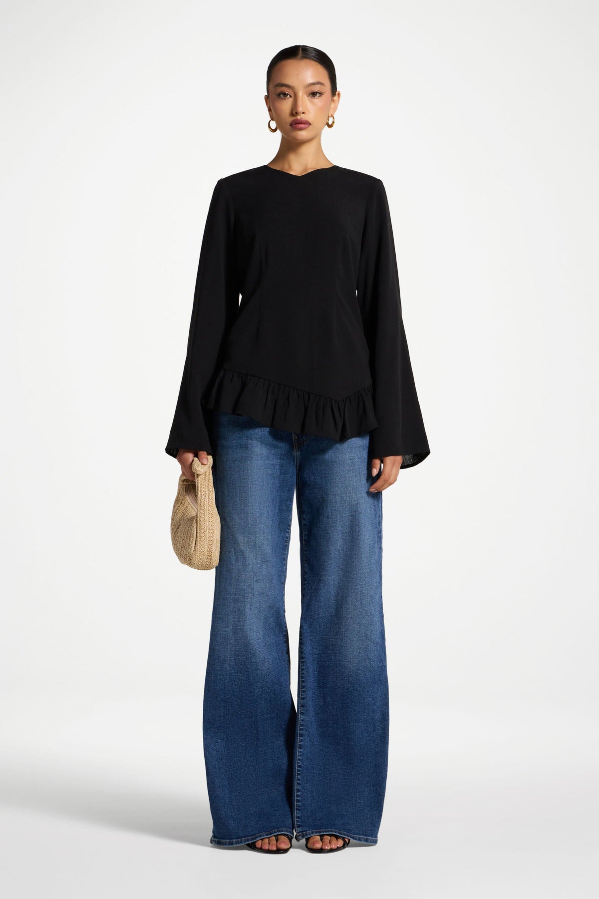 Tencel Ruffle Top - Black