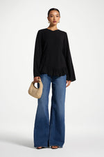 Tencel Ruffle Top - Black