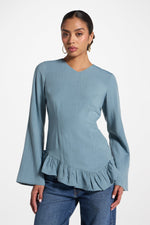 Tencel Ruffle Top - Denim