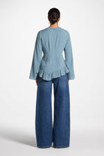 Tencel Ruffle Top - Denim