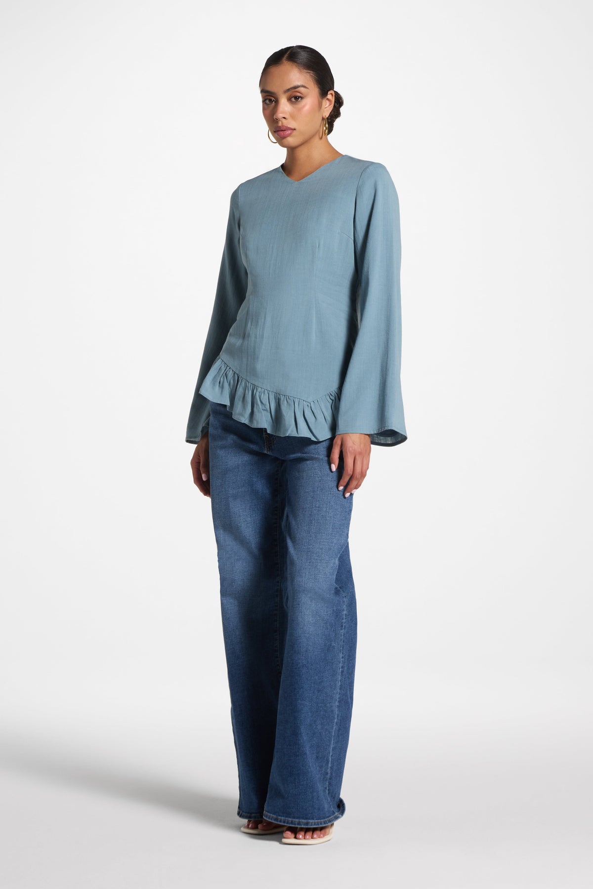 Tencel Ruffle Top - Denim