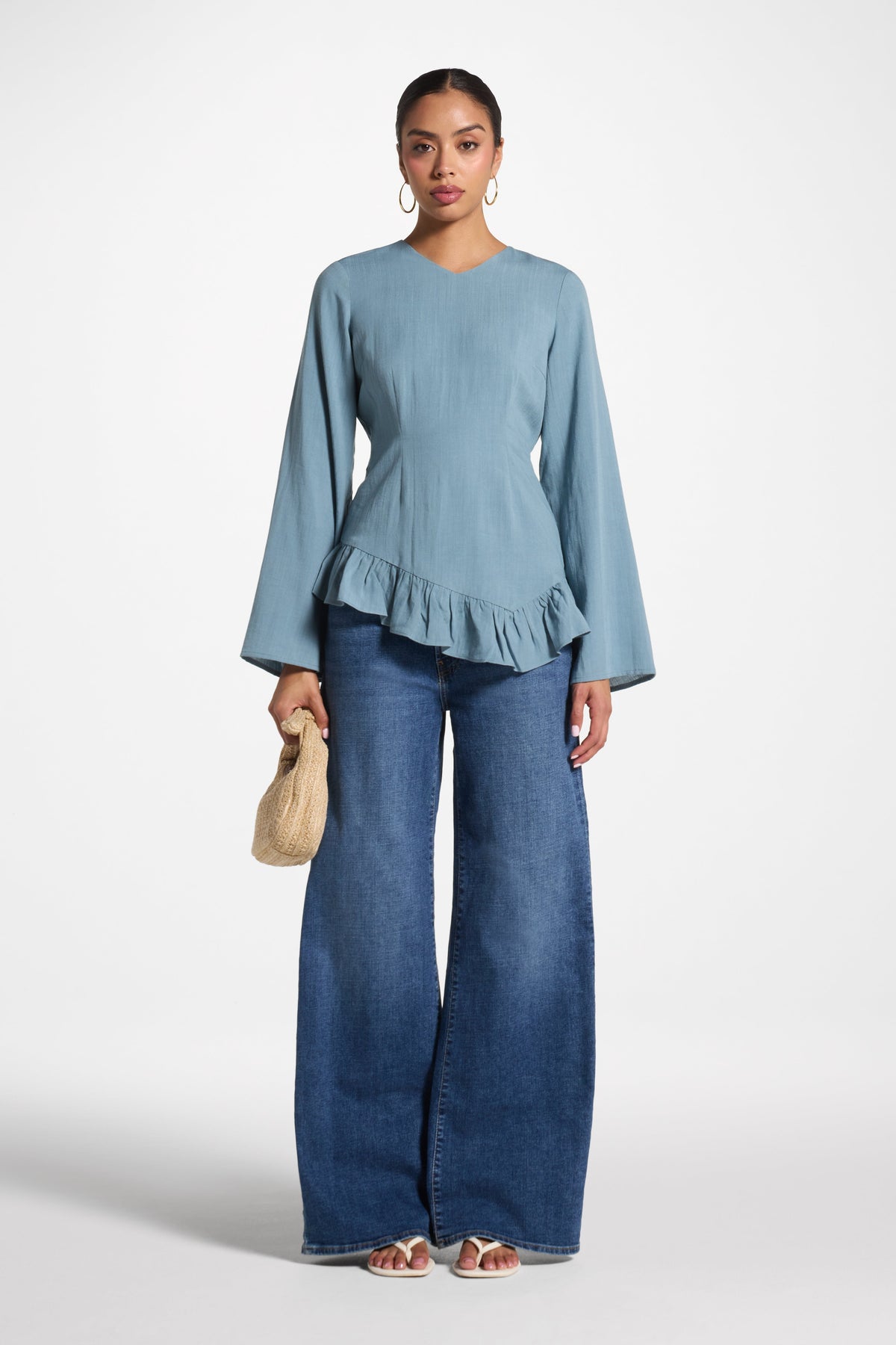 Tencel Ruffle Top - Denim