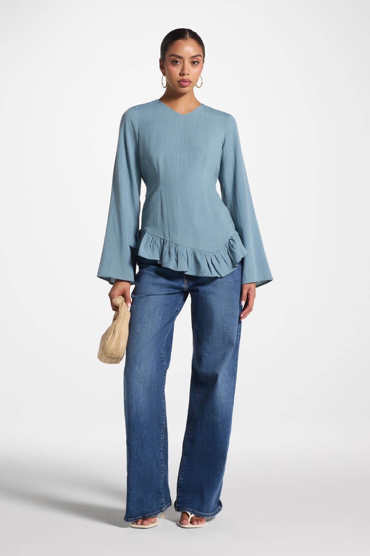 Tencel Ruffle Top - Denim