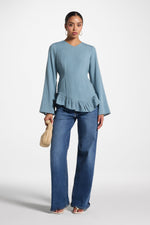 Tencel Ruffle Top - Denim