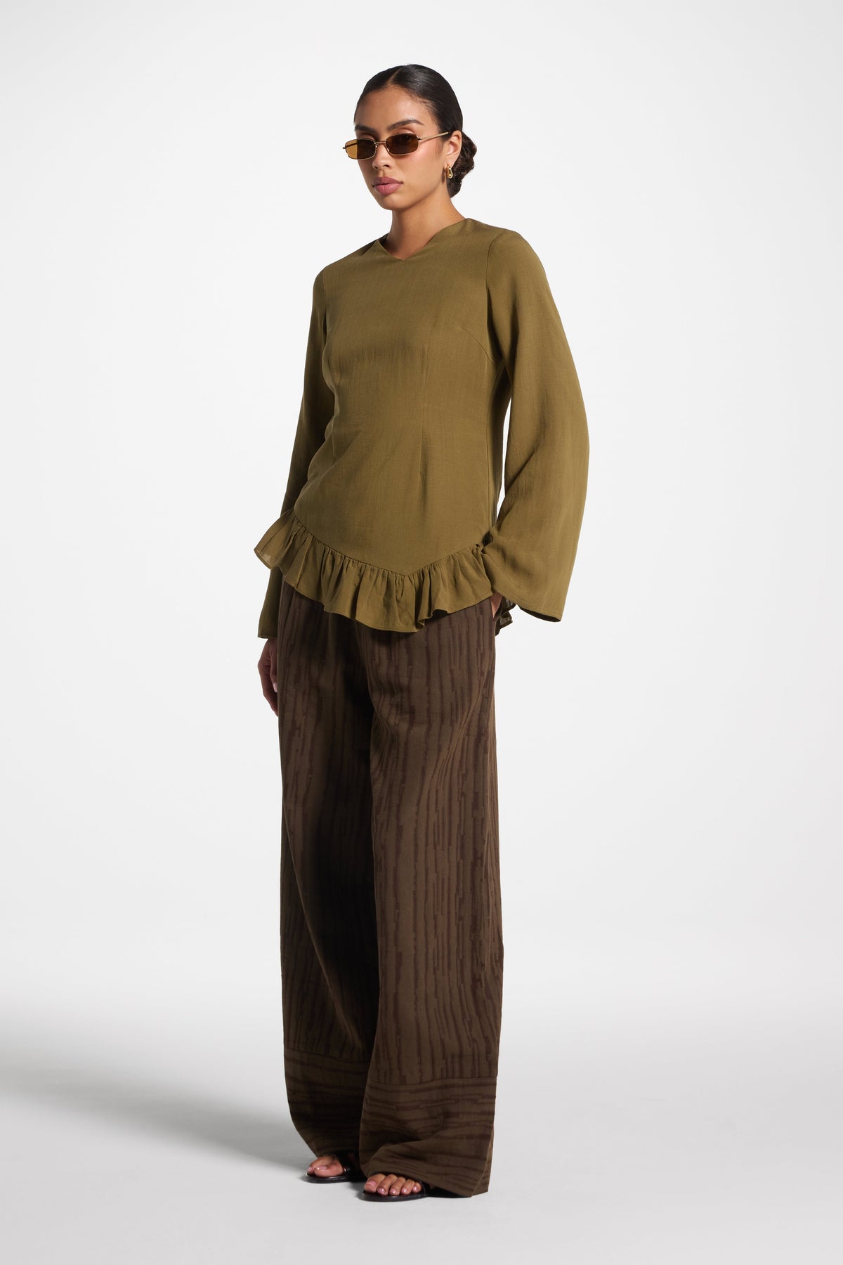 Tencel Ruffle Top - Olive