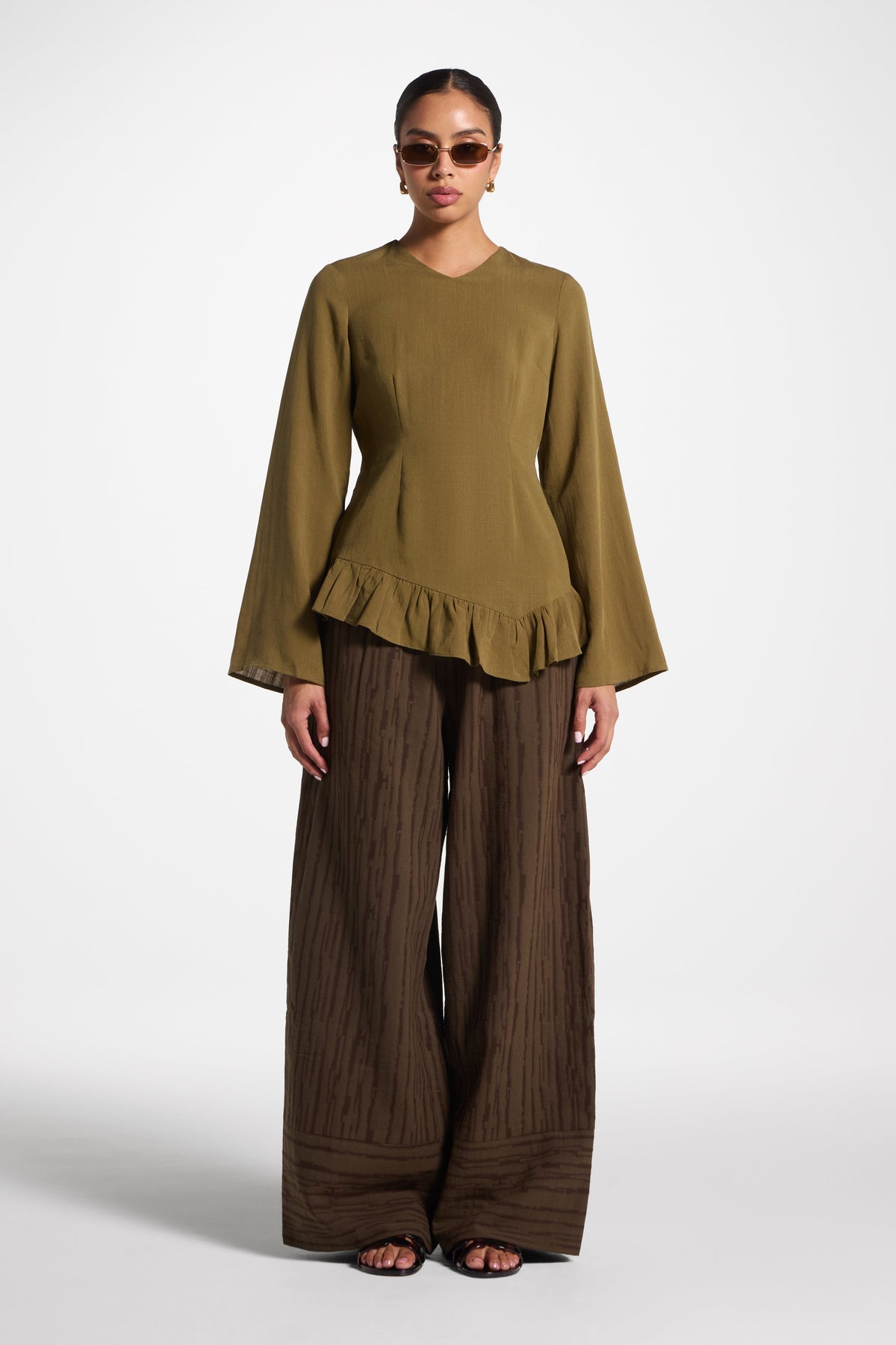 Tencel Ruffle Top - Olive
