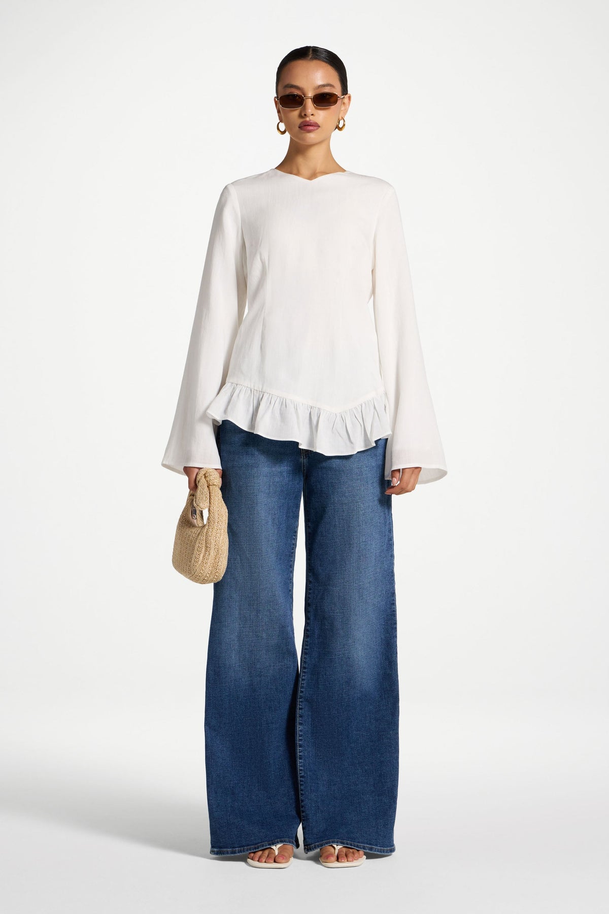 Tencel Ruffle Top - White