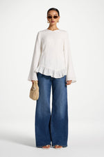 Tencel Ruffle Top - White