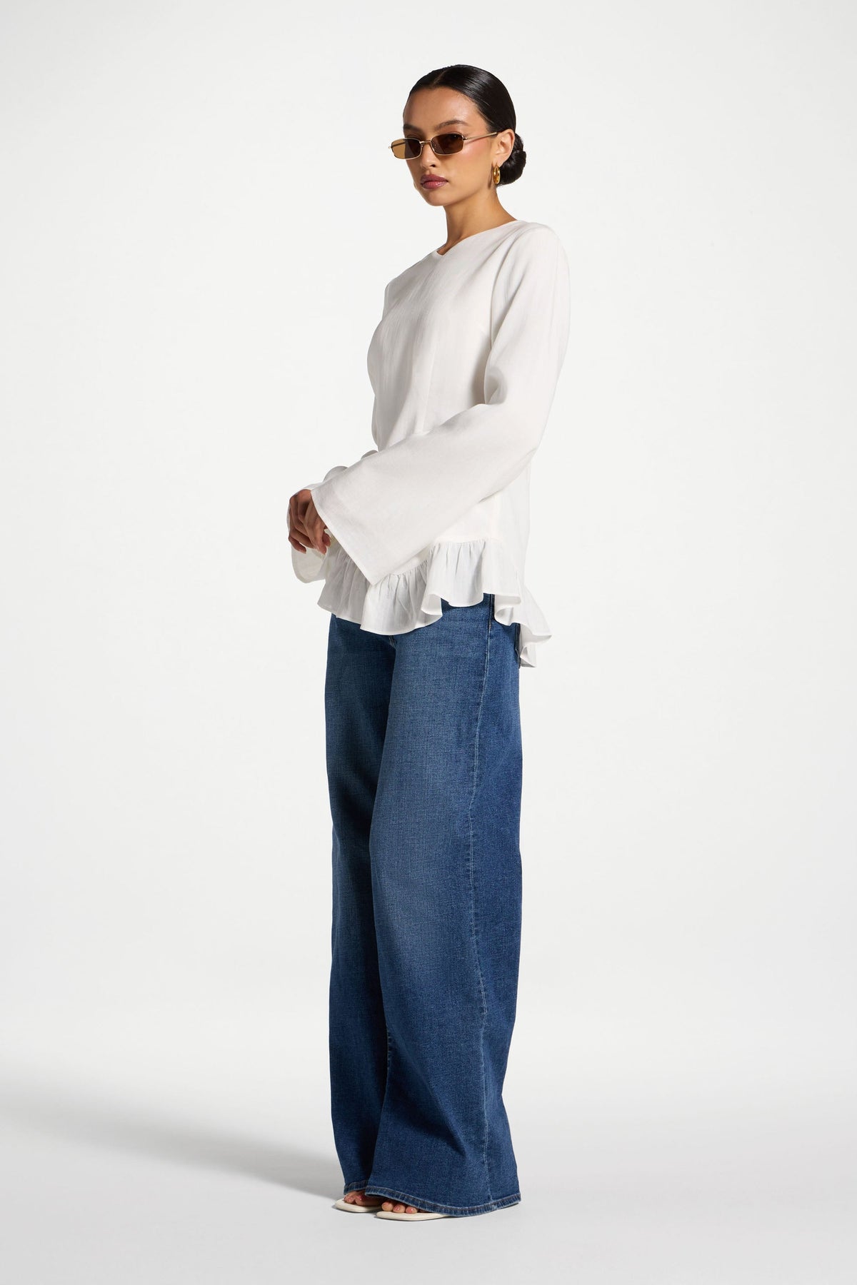 Tencel Ruffle Top - White