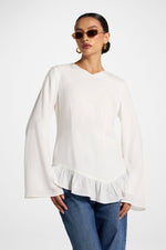 Tencel Ruffle Top - White