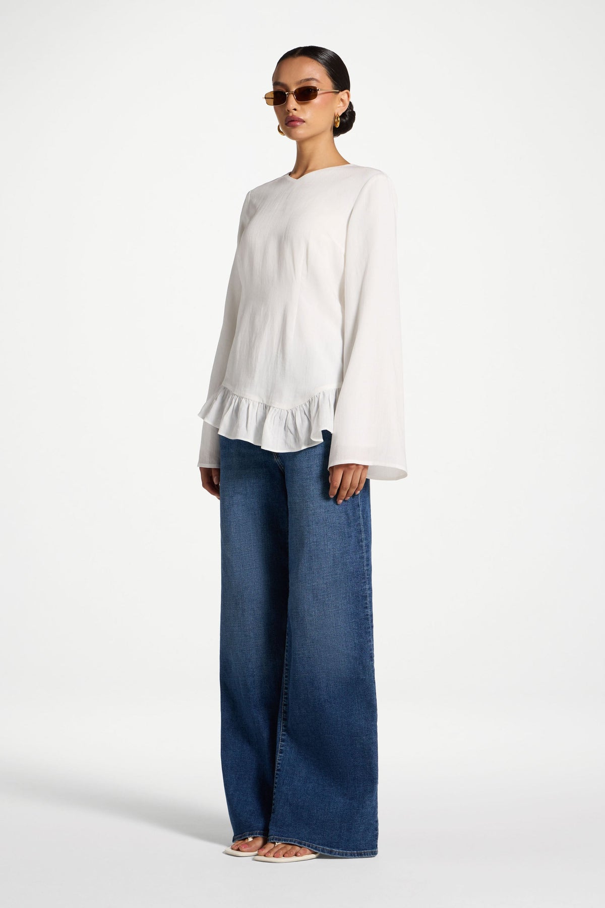 Tencel Ruffle Top - White
