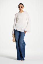 Tencel Ruffle Top - White