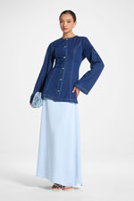 Tencel Silk A-Line Maxi Skirt - Pastel Blue
