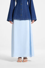 Tencel Silk A-Line Maxi Skirt - Pastel Blue
