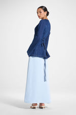 Tencel Silk A-Line Maxi Skirt - Pastel Blue