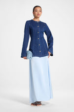 Tencel Silk A-Line Maxi Skirt - Pastel Blue