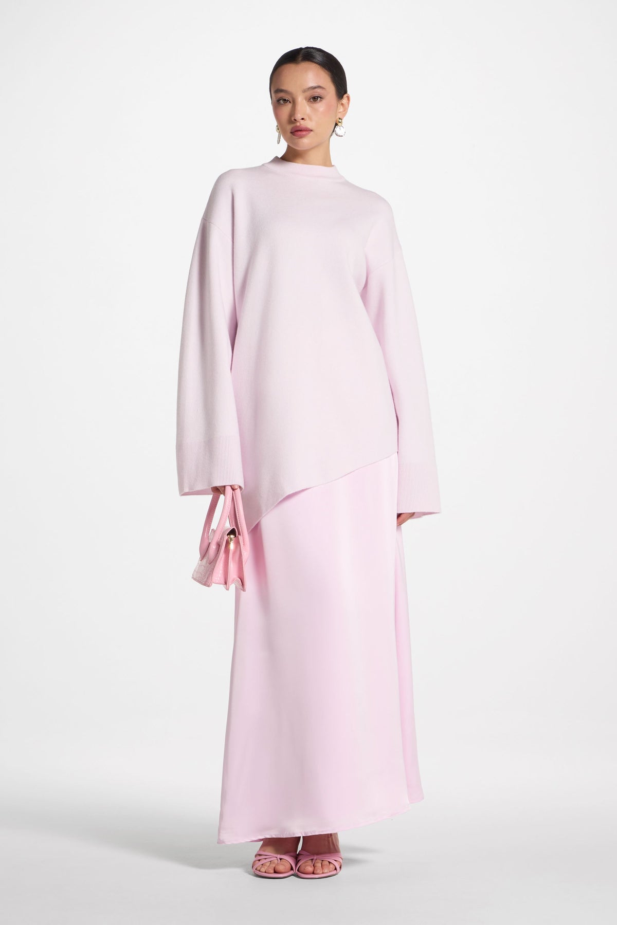 Tencel Silk A-Line Maxi Skirt - Pink