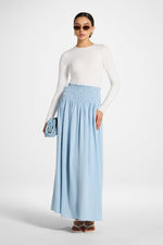 Tencel Smocked Skirt - Sky