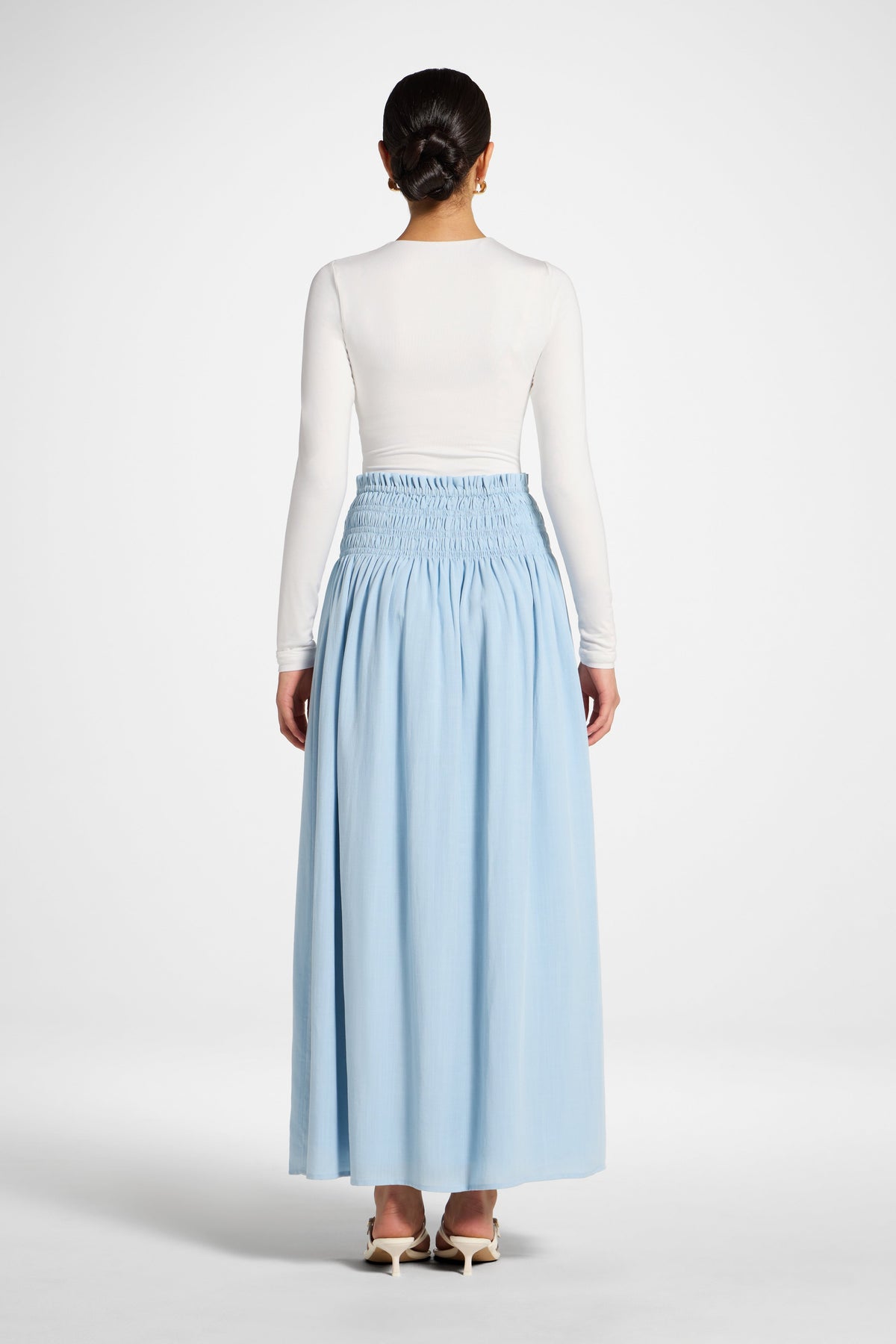 Tencel Smocked Skirt - Sky