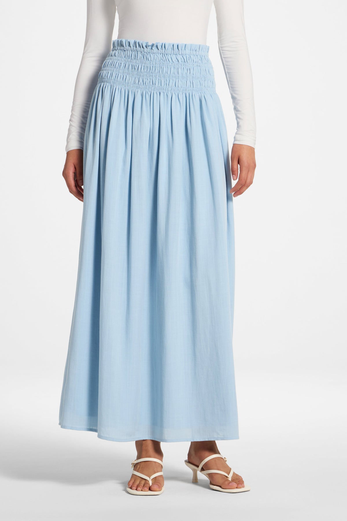 Tencel Smocked Skirt - Sky