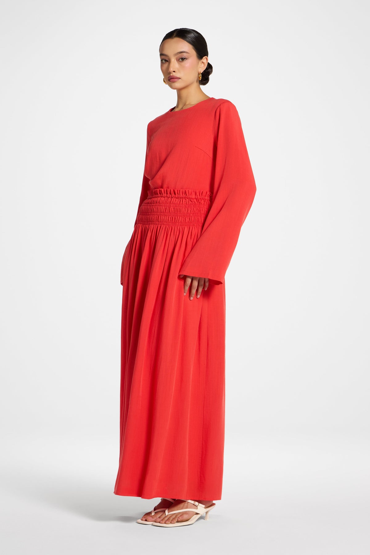Tencel Smocked Skirt - Strawberry
