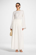 Tencel Smocked Skirt - White