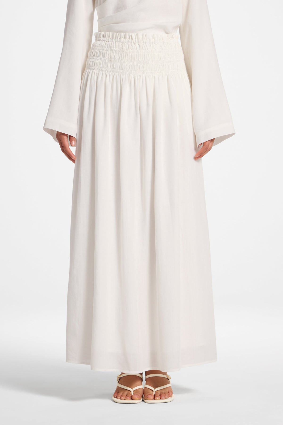 Tencel Smocked Skirt - White