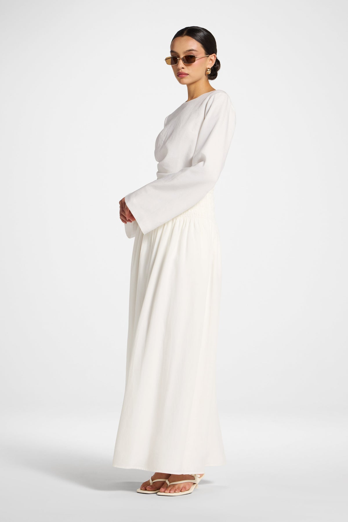 Tencel Smocked Skirt - White