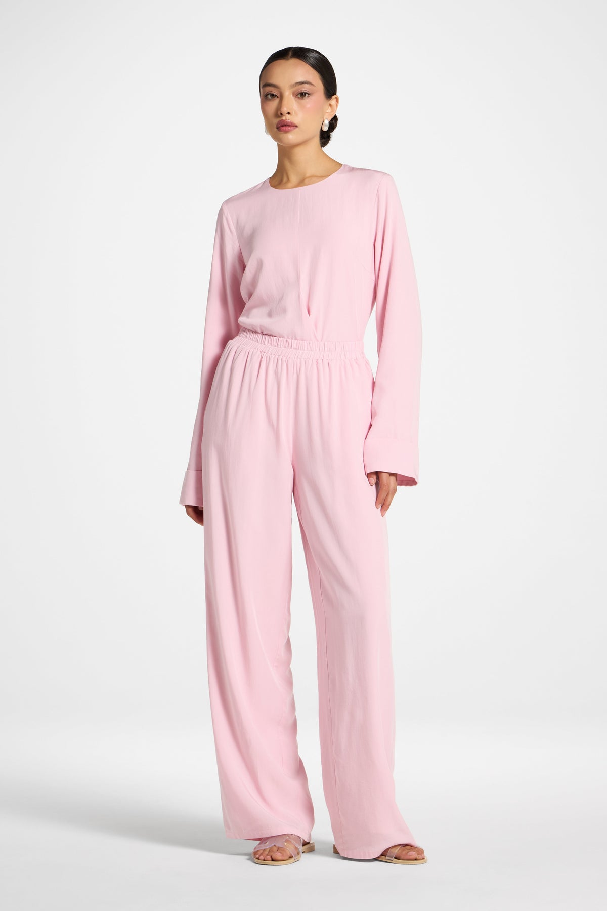 Tencel Wide Leg Pants - Baby Pink