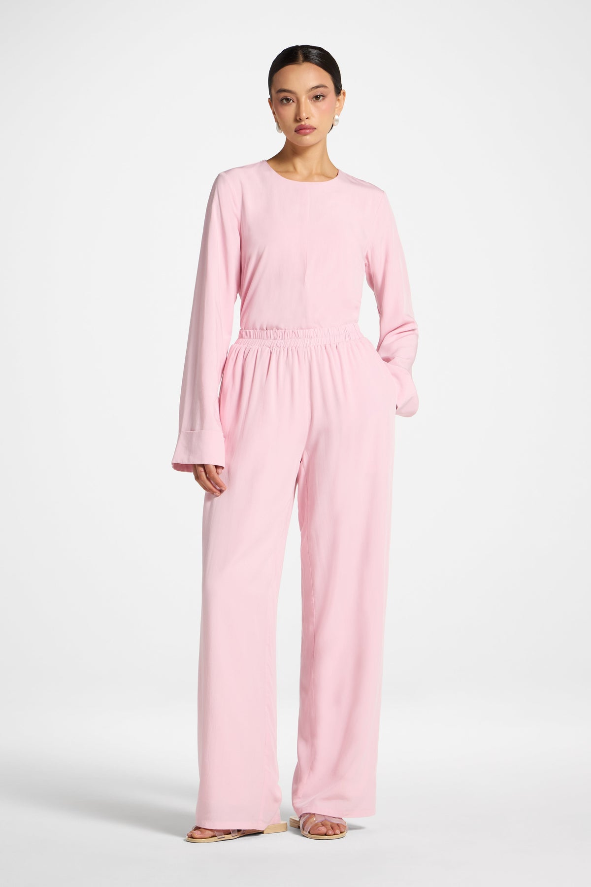 Tencel Wide Leg Pants - Baby Pink