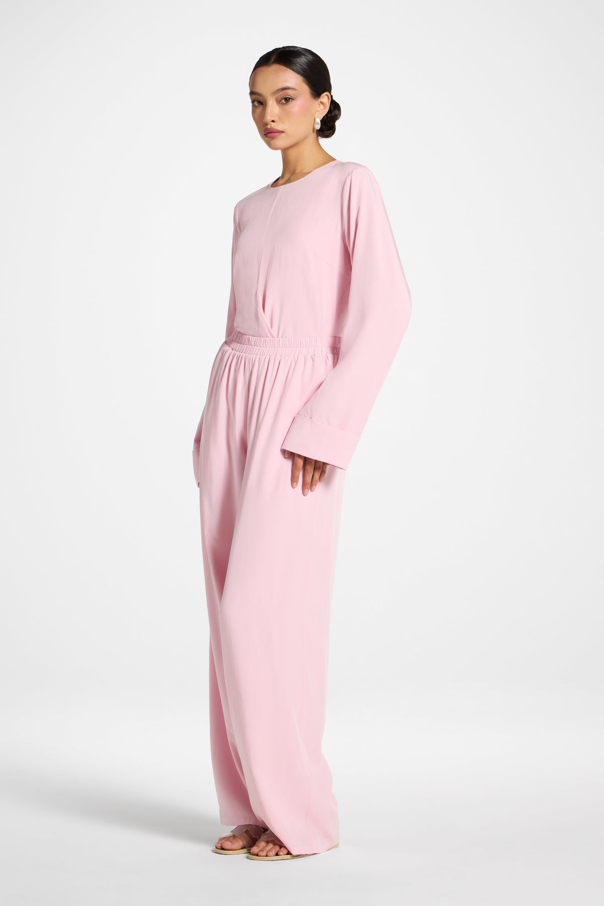Tencel Wide Leg Pants - Baby Pink