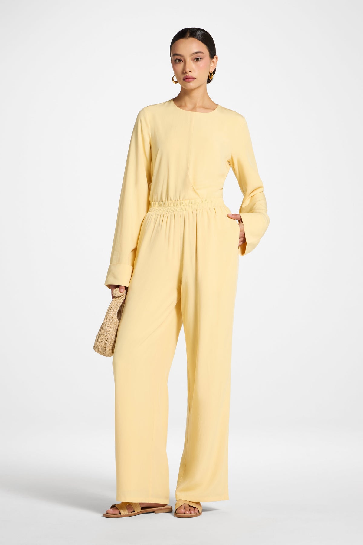 Tencel Wide Leg Pants - Banana