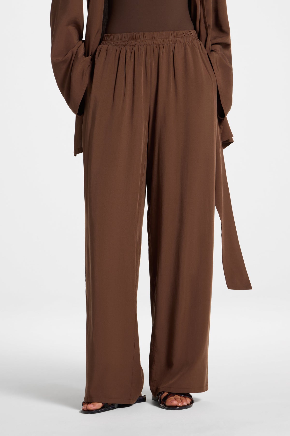 Tencel Wide Leg Pants - Espresso