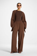 Tencel Wide Leg Pants - Espresso